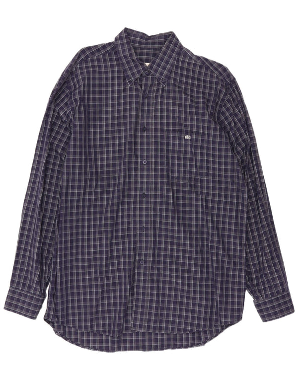 Camicia da uomo Lacoste taglia 42 grande cotone a quadri blu navy