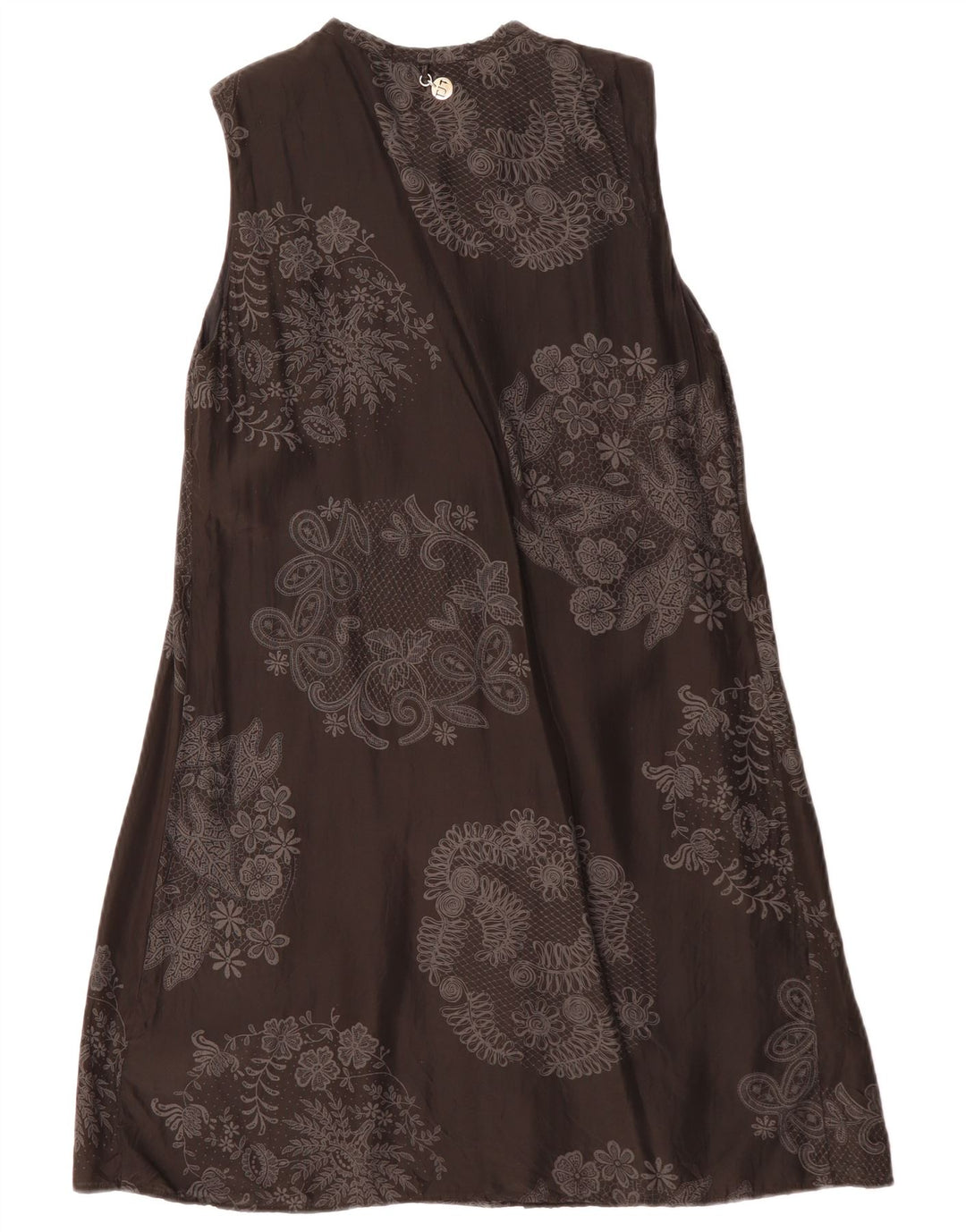 Abito Trussardi Jeans Donna Senza Maniche a Trapezio IT 44 Medio Nero Floreale