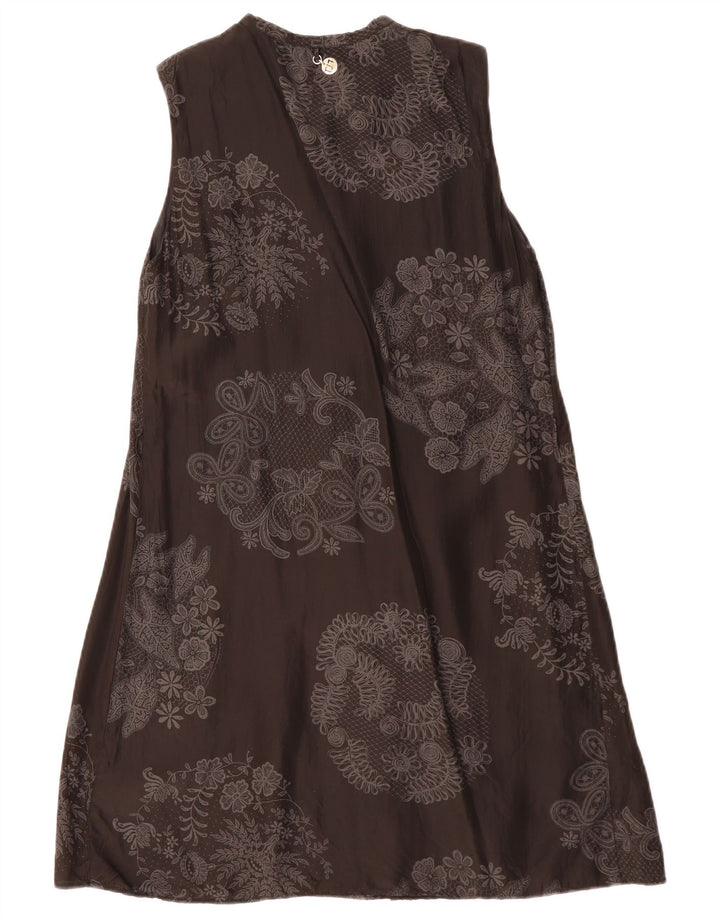 Abito Trussardi Jeans Donna Senza Maniche a Trapezio IT 44 Medio Nero Floreale