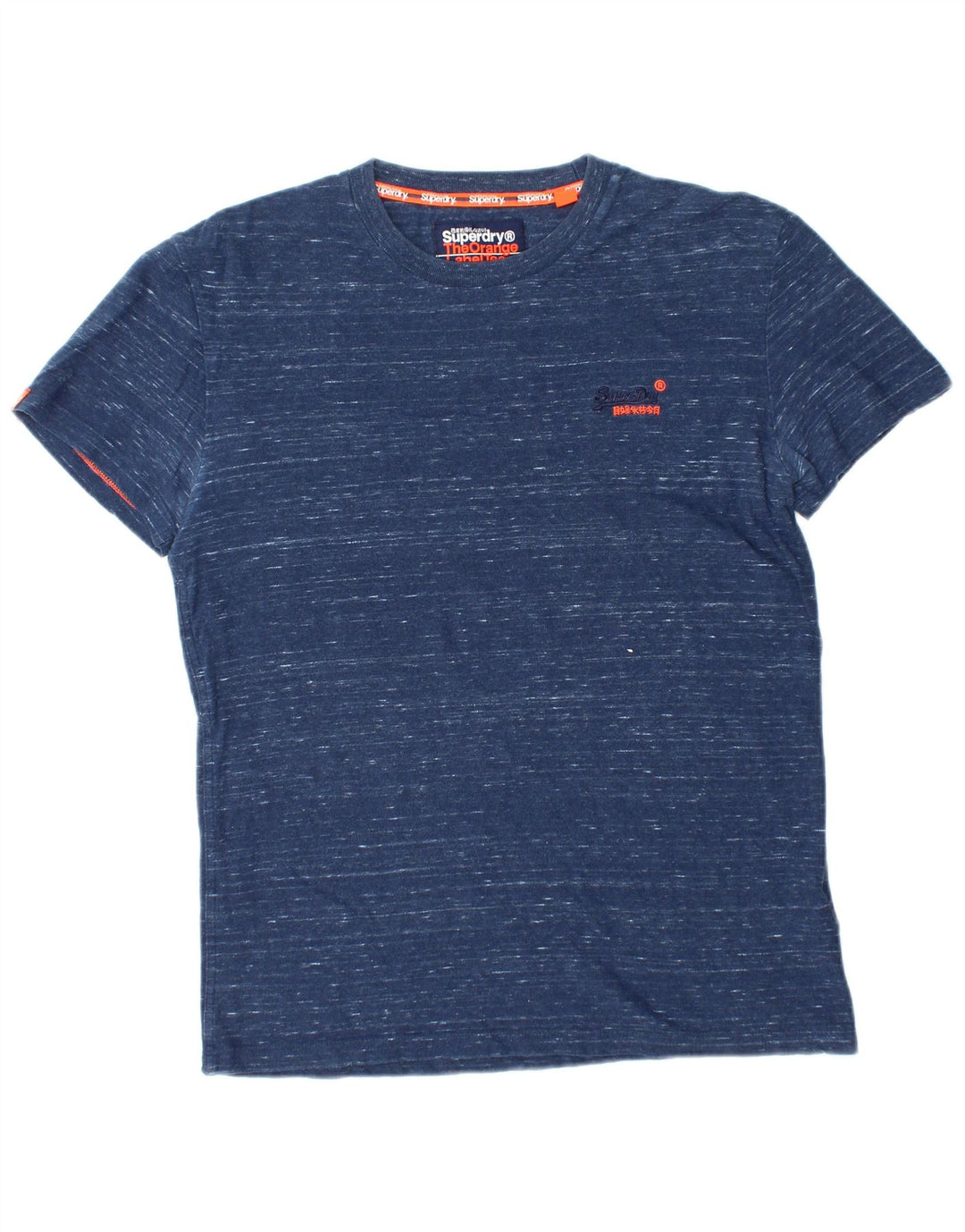 T-shirt da uomo SUPERDRY Top in cotone screziato blu medio