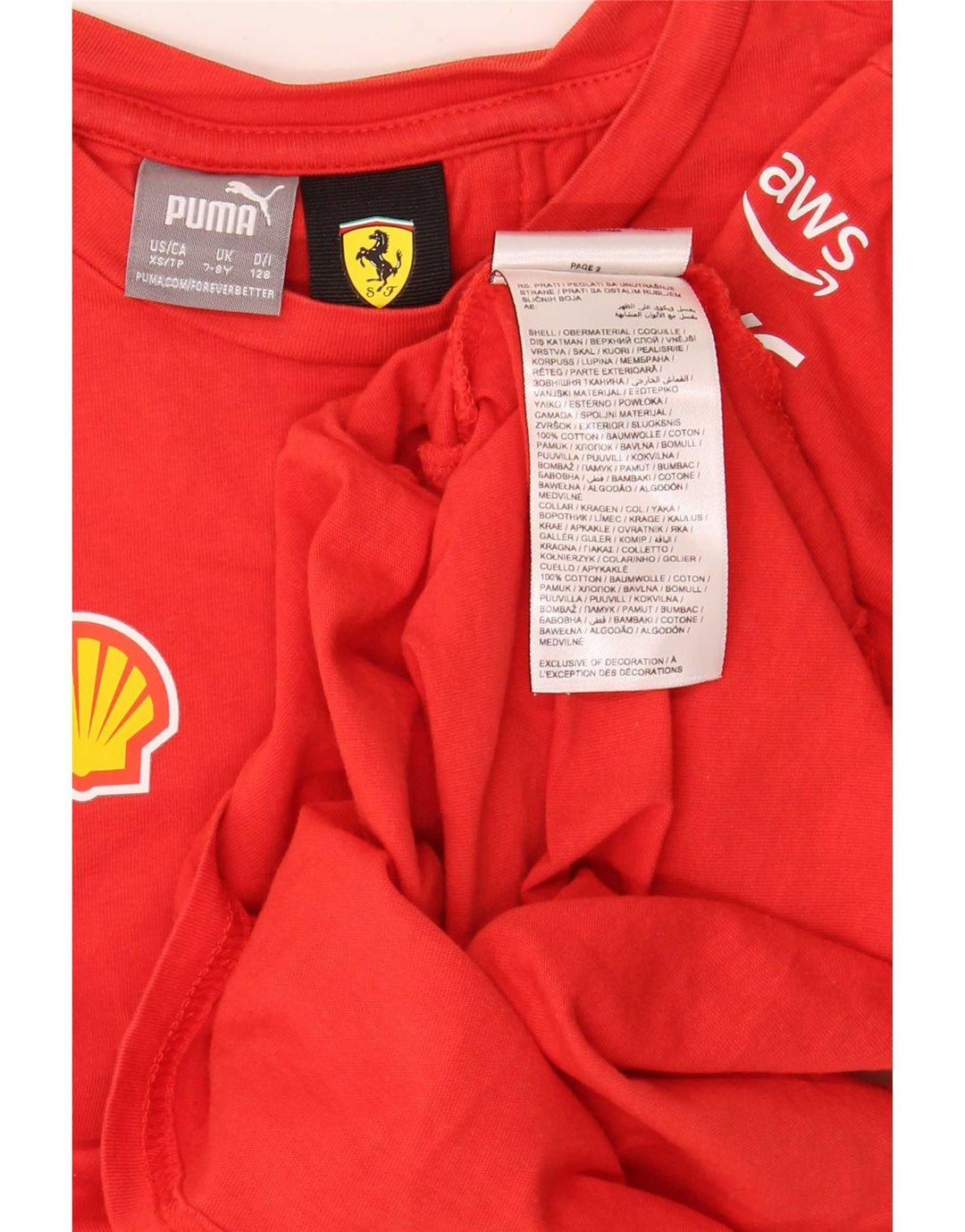 Maglietta grafica Puma per ragazzi Ferrari 7-8 anni Rossa