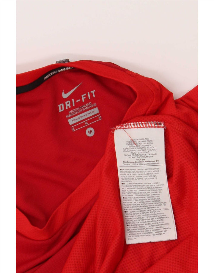 T-shirt Nike da uomo Dri Fit, top in poliestere color block rosso medio