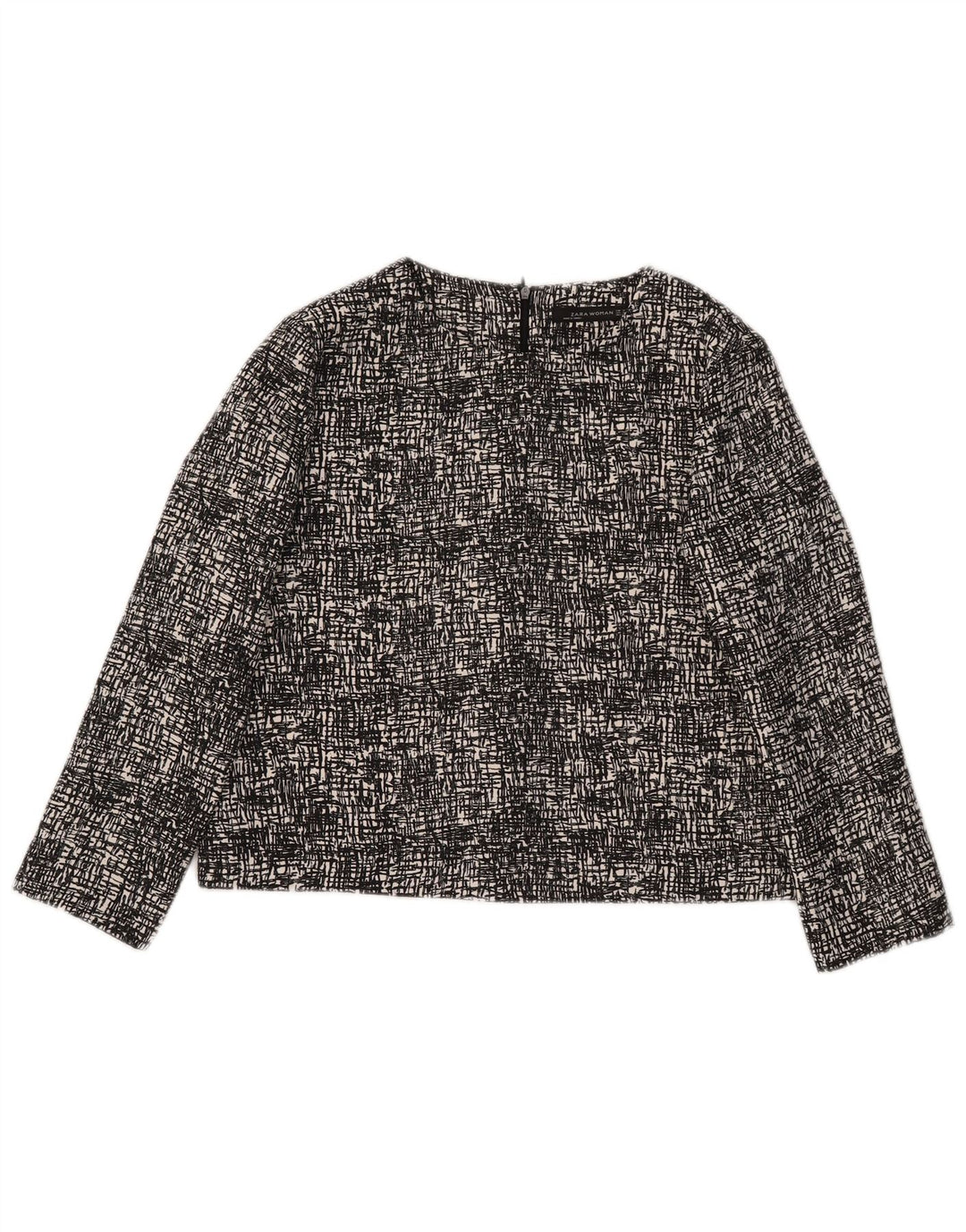 Camicetta corta Zara da donna con maniche a 3/4, taglia UK 14, poliestere medio nero screziato