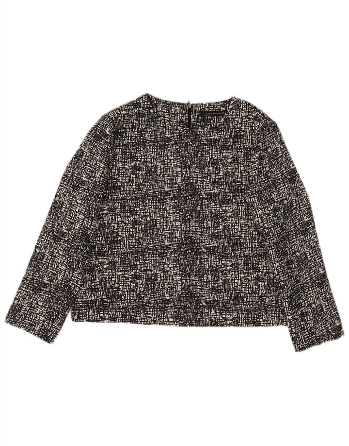 Camicetta corta Zara da donna con maniche a 3/4, taglia UK 14, poliestere medio nero screziato