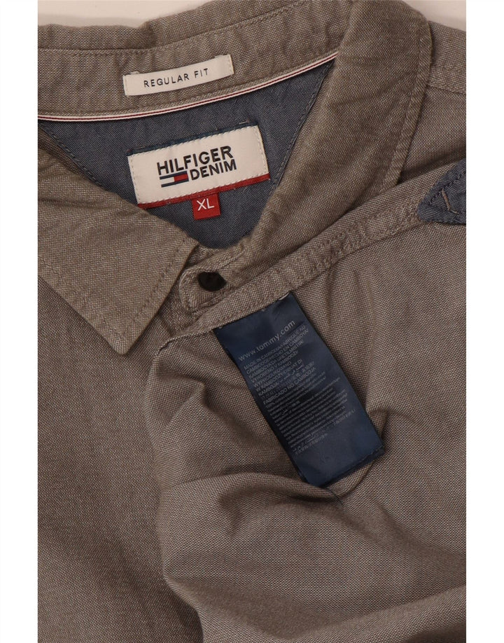 Camicia da uomo Regular Fit Tommy Hilfiger XL in cotone grigio