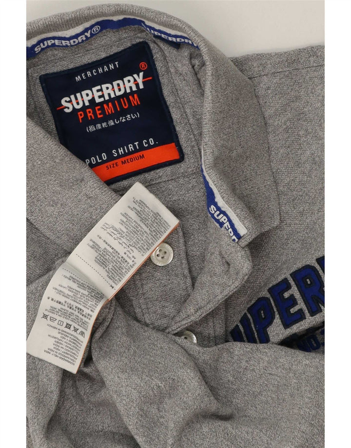 Polo grafica da uomo Superdry in cotone grigio medio