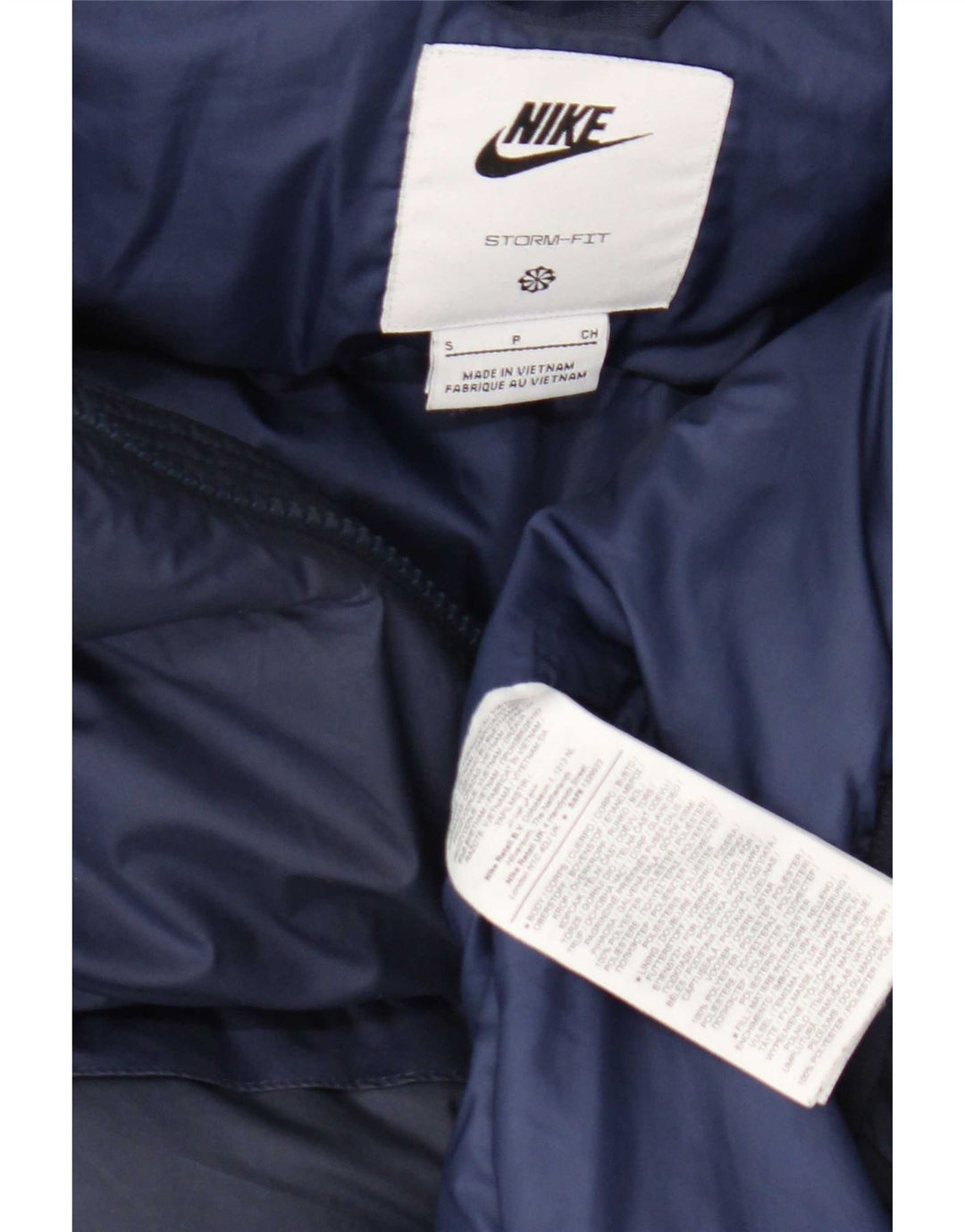 Giacca imbottita con cappuccio Nike Storm-Fit da uomo UK 36 Small poliestere blu navy