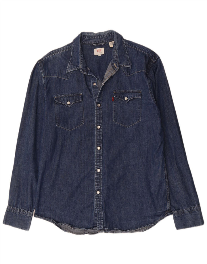 LEVI'S Camicia di jeans da uomo grande in cotone blu navy