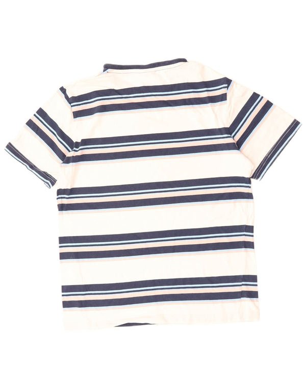 ELLESSE T-shirt grafica da donna Top UK 16 Cotone a righe grandi bianche