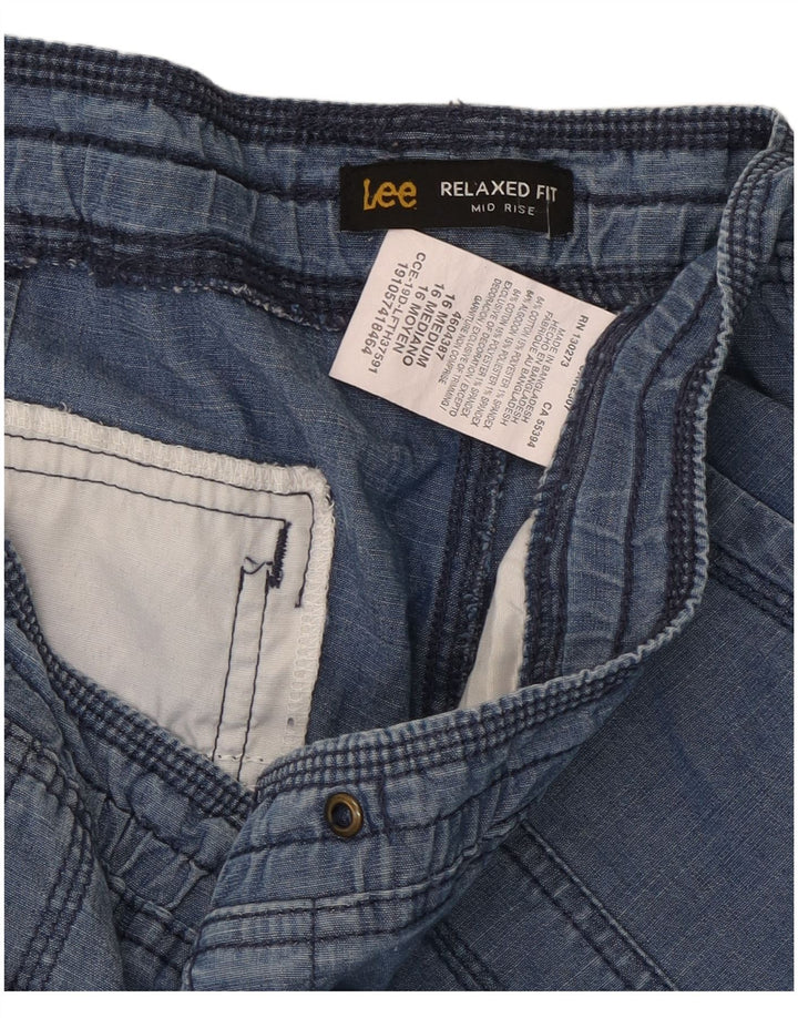 Bermuda Lee da donna a vita media, vestibilità comoda, UK 16 2XL W38 cotone blu