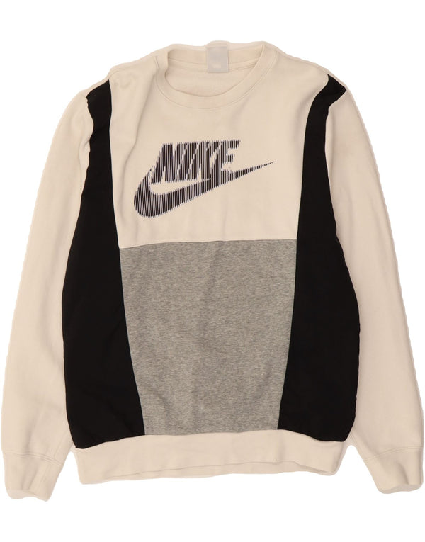 NIKE Felpa con grafica da uomo Maglione piccolo in cotone color block bianco
