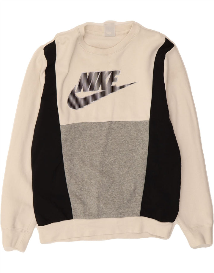 NIKE Felpa con grafica da uomo Maglione piccolo in cotone color block bianco