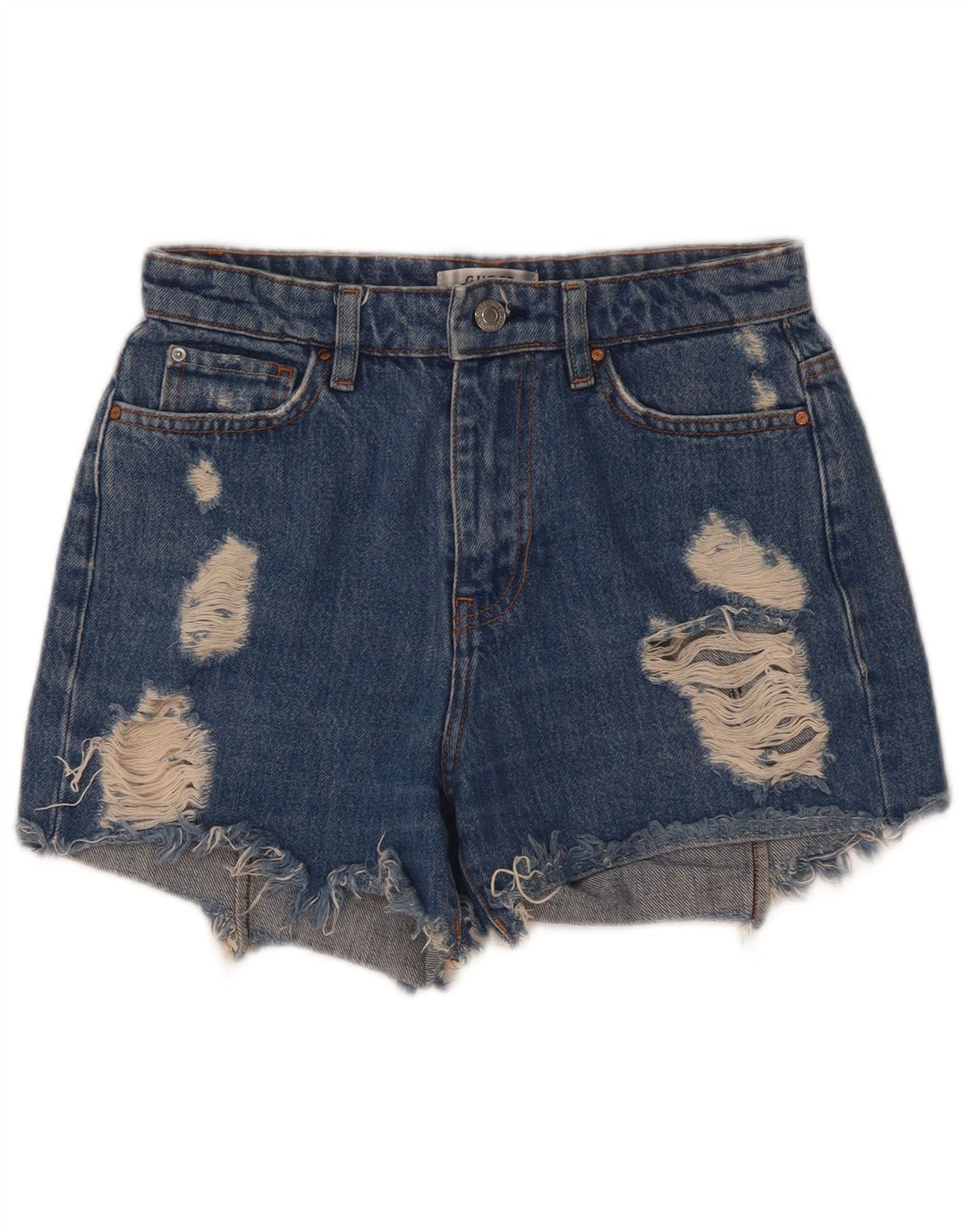 Pantaloncini in denim invecchiato da donna Guess W25 XS poliestere blu