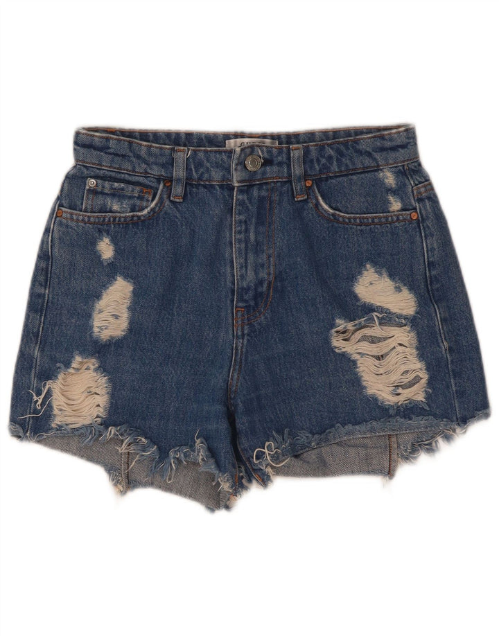 Pantaloncini in denim invecchiato da donna Guess W25 XS poliestere blu