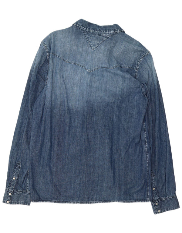 Camicia di jeans da uomo Tommy Hilfiger XL in cotone blu