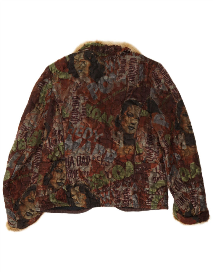 Giacca blazer vintage da donna con grafica a 3 bottoni IT 42 media multicolore