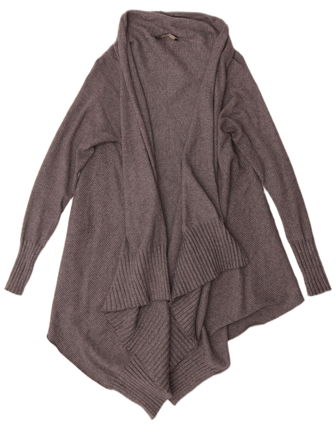 Maglione cardigan aperto asimmetrico da donna Zara UK 14 Viscosa grigio medio