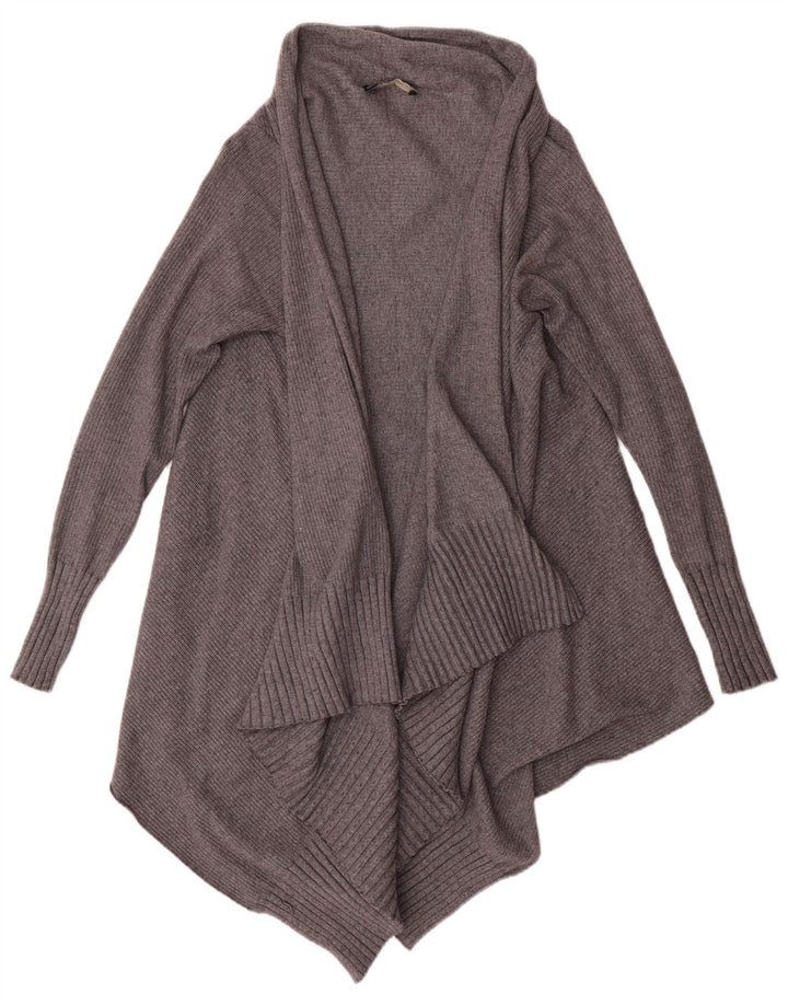 Maglione cardigan aperto asimmetrico da donna Zara UK 14 Viscosa grigio medio