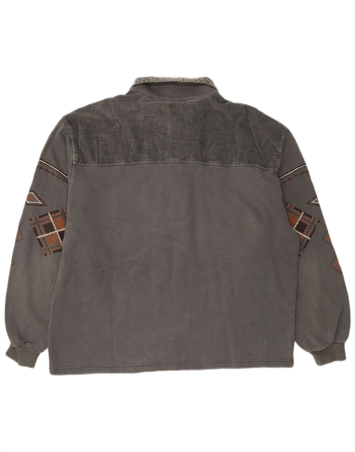 Felpa Chewan da uomo con collo alto, maglione XL grigio geometrico