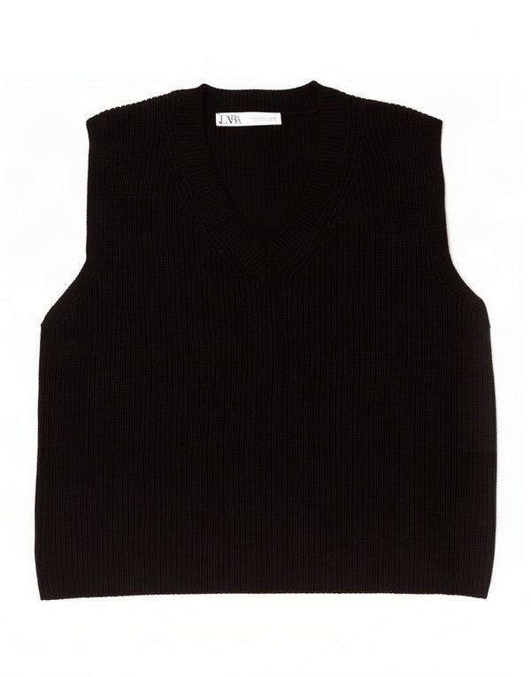 Canotta canotta da donna Zara UK 14 grande cotone nero