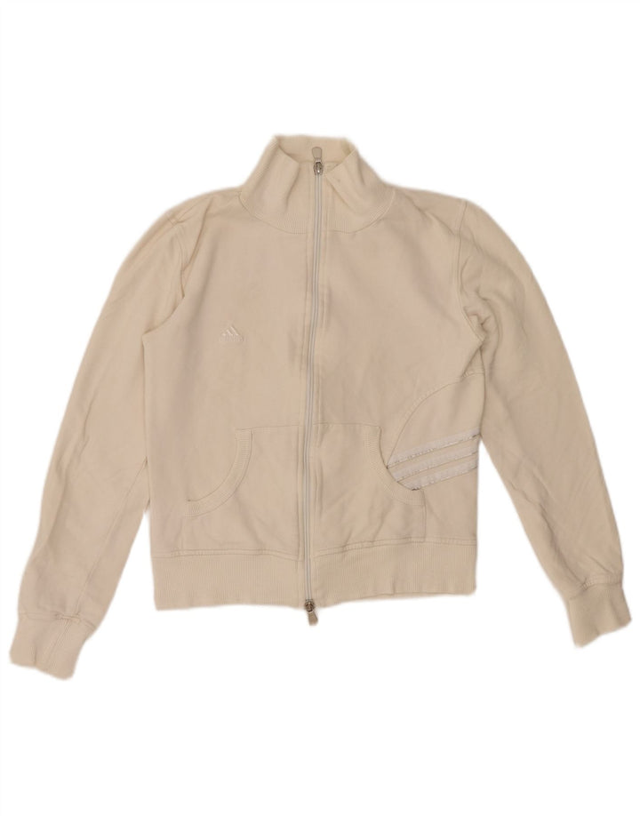Giacca da ginnastica corta da donna ADIDAS UK 10 piccola in cotone bianco