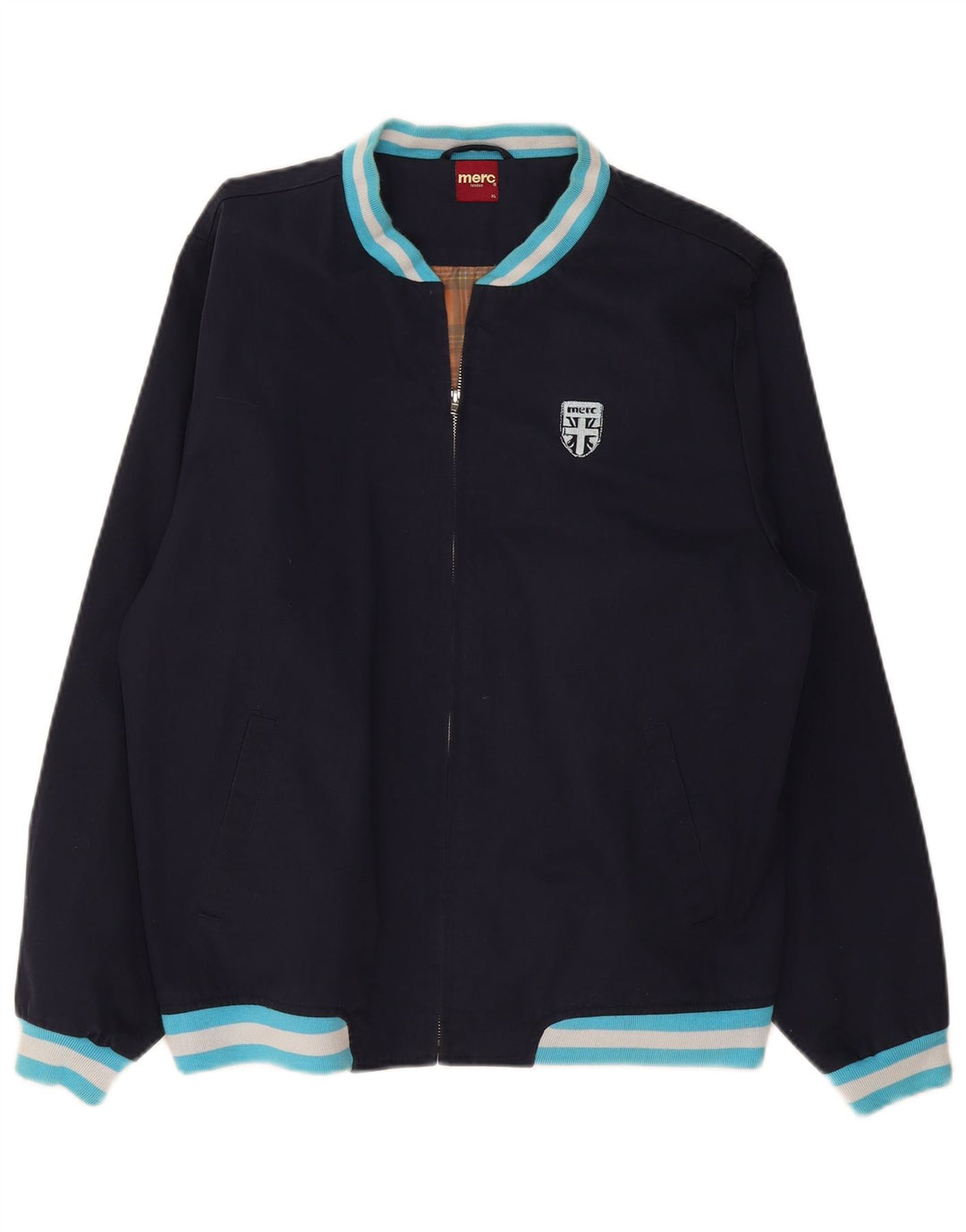 Giubbotto bomber da uomo Merc UK 42 XL Cotone color block blu navy