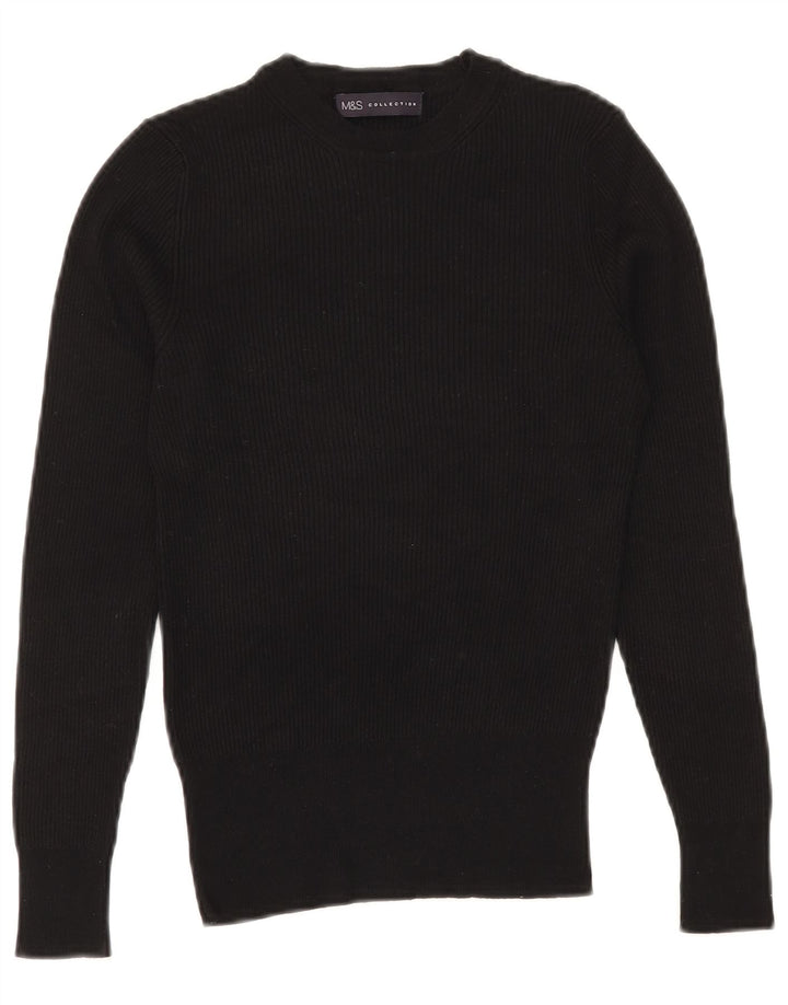 Maglione maglione girocollo da donna Marks & Spencer UK 10 piccolo nero