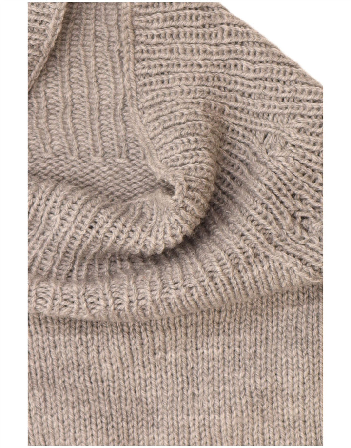 Maglione maglione collo alto da donna VINTAGE UK 14 grande grigio