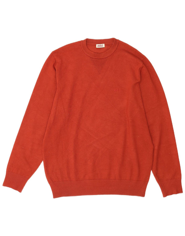 Maglione da uomo girocollo Rifle XL in viscosa arancione