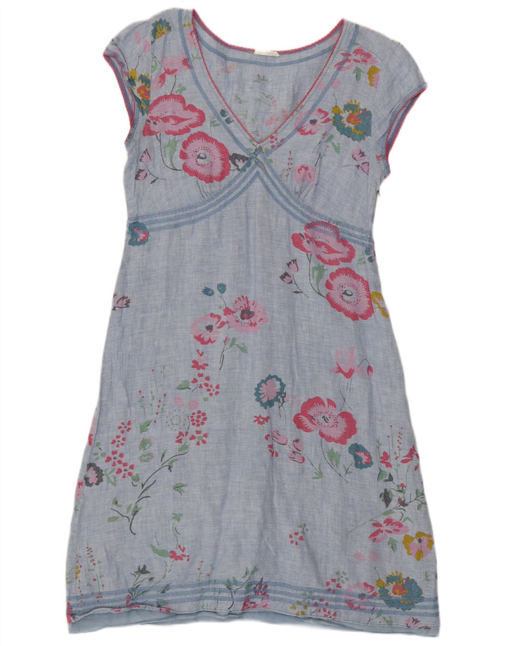 Abito a trapezio da donna di White Stuff UK 14 Lino floreale blu medio