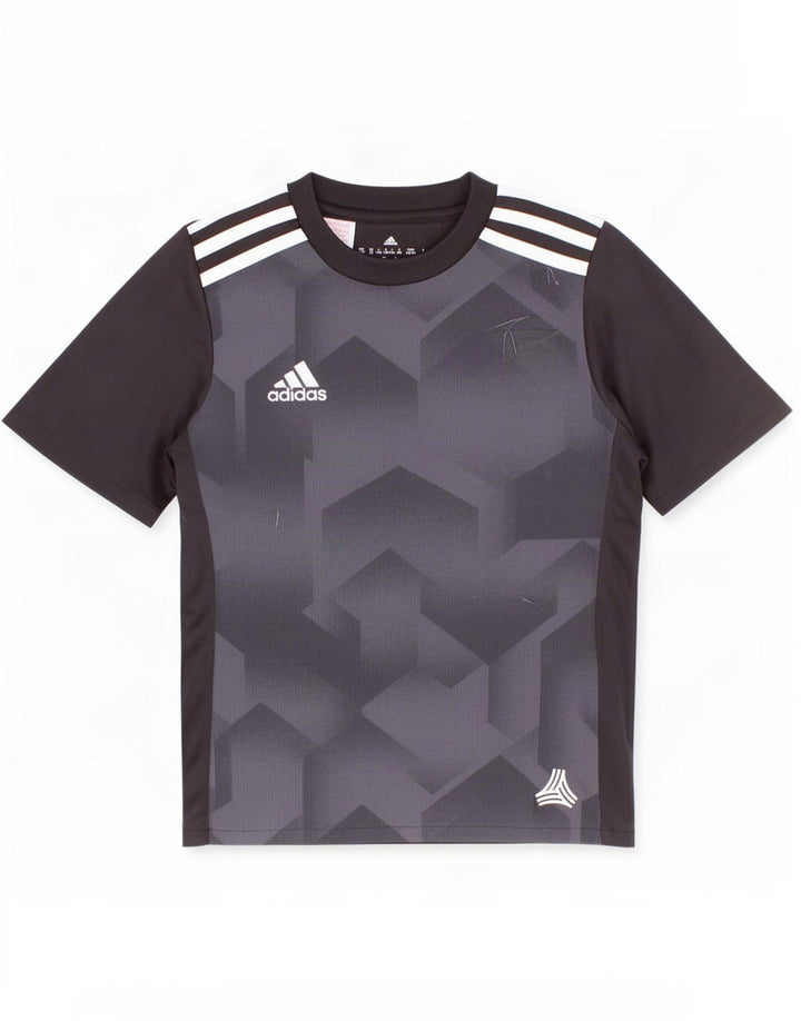T-shirt Adidas da bambino Climalite 7-8 anni in poliestere geometrico nero