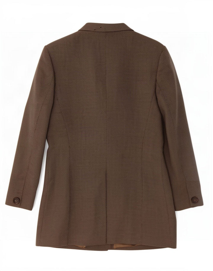 Giacca blazer doppiopetto da donna Jaeger UK 12 media lana vergine kaki