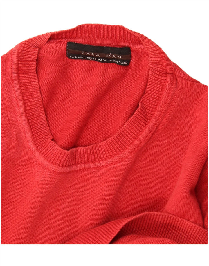 Maglione maglione girocollo da uomo Zara grande rosso