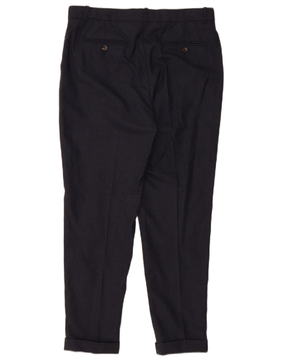 Pantaloni da abito da donna Massimo Dutti EU 38 Small W28 L26 Blu navy maculato