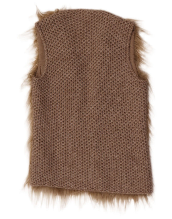 Maglione cardigan senza maniche da donna Benetton UK 10 Small Beige