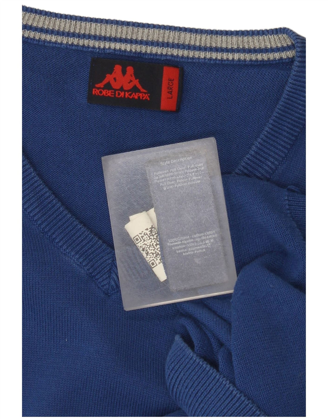 Maglione Kappa da uomo con scollo a V grande in cotone blu