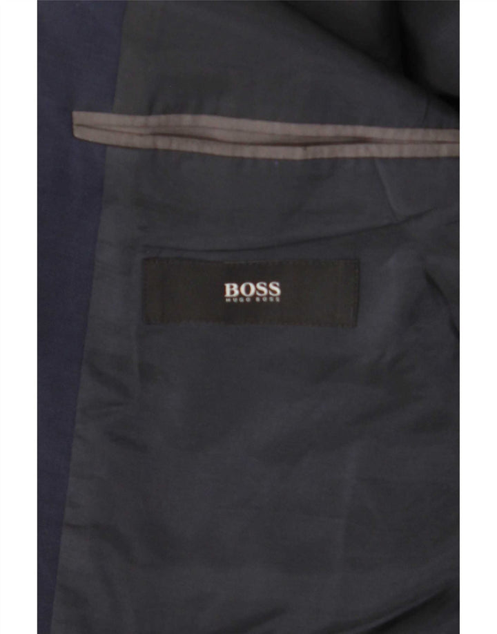 Giacca blazer da uomo a 2 bottoni Hugo Boss EU 46 piccola lana vergine blu navy