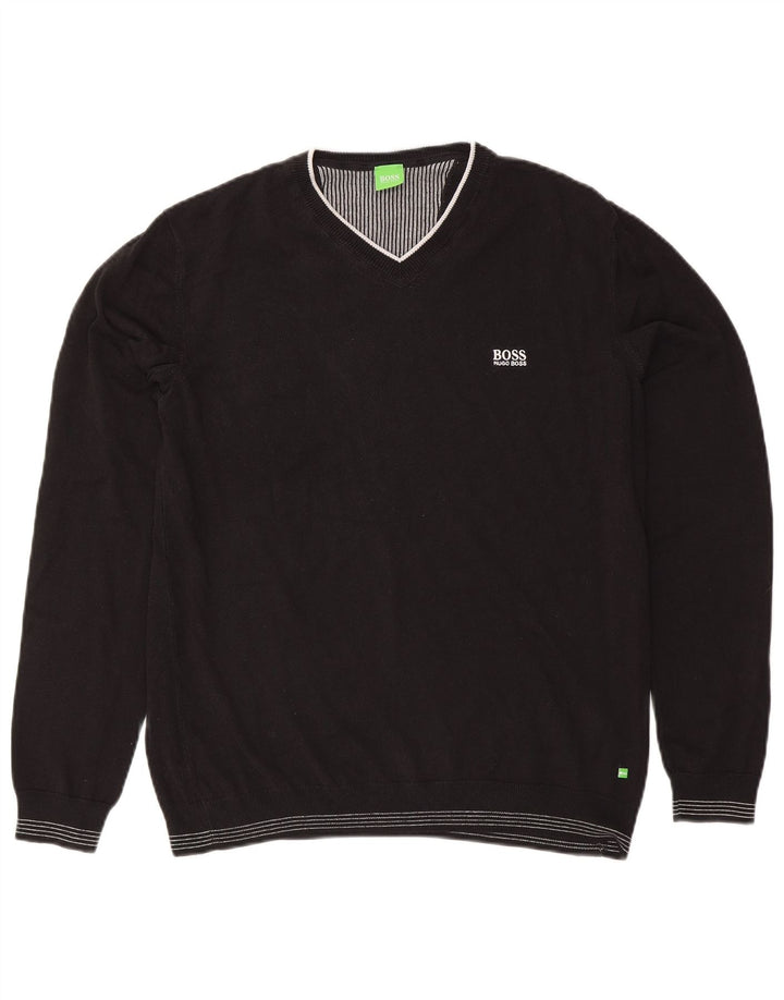 Hugo Boss Maglione da uomo con scollo a V grande acrilico nero