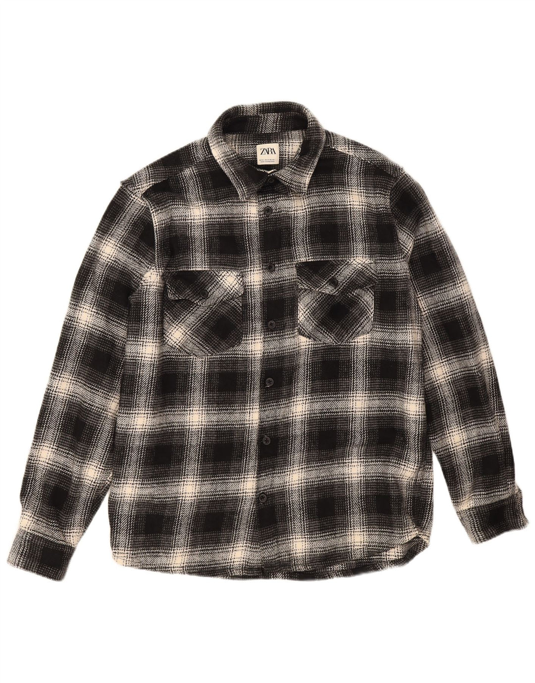 Camicia Zara da uomo in flanella poliestere medio a quadri nero