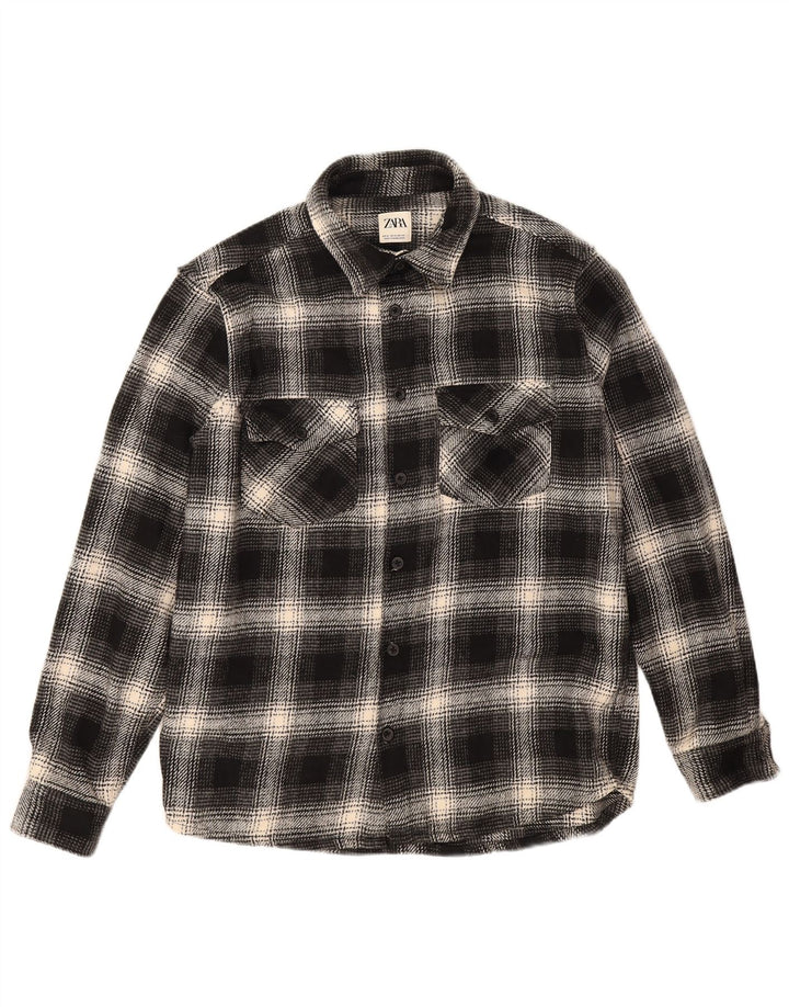 Camicia Zara da uomo in flanella poliestere medio a quadri nero