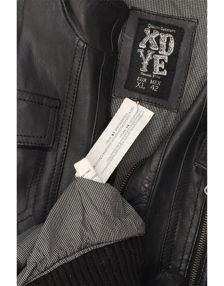 Giacca in pelle bomber da uomo XDYE UK 42 XL in pelle nera
