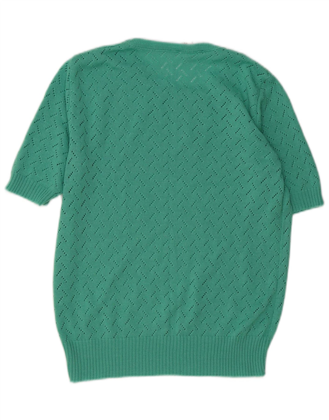 Maglione maglione girocollo da donna vintage IT 44 poliacrilico verde medio