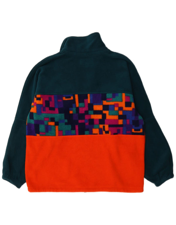 Maglione in pile da uomo con zip e collo Polartec, grande poliestere geometrico verde