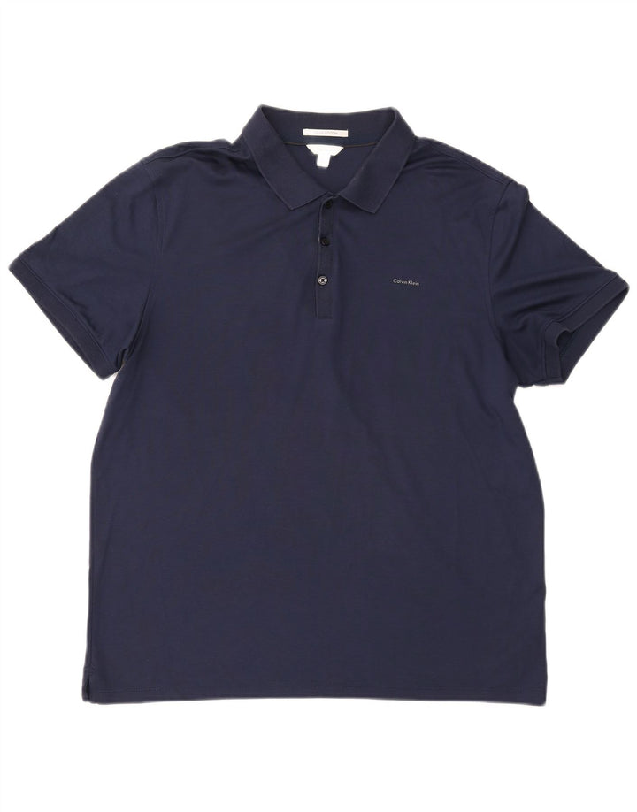 Polo da uomo Calvin Klein grande in cotone blu navy