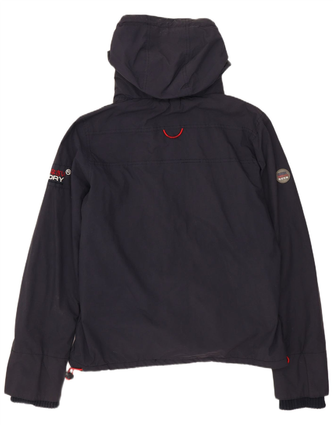 Giacca a vento da donna con cappuccio Superdry UK 16 Large in nylon blu navy