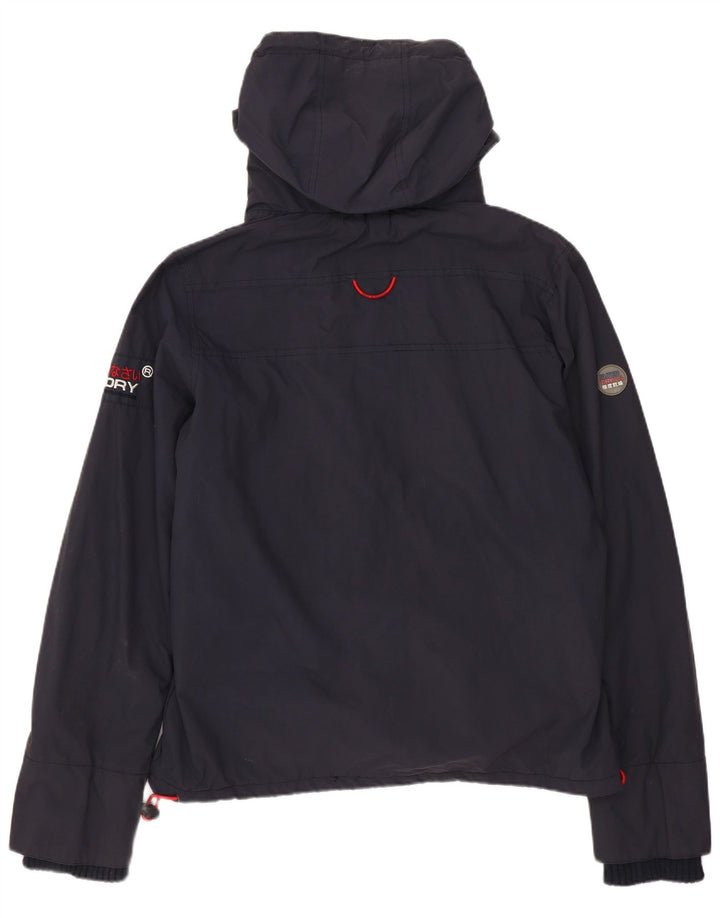 Giacca a vento da donna con cappuccio Superdry UK 16 Large in nylon blu navy