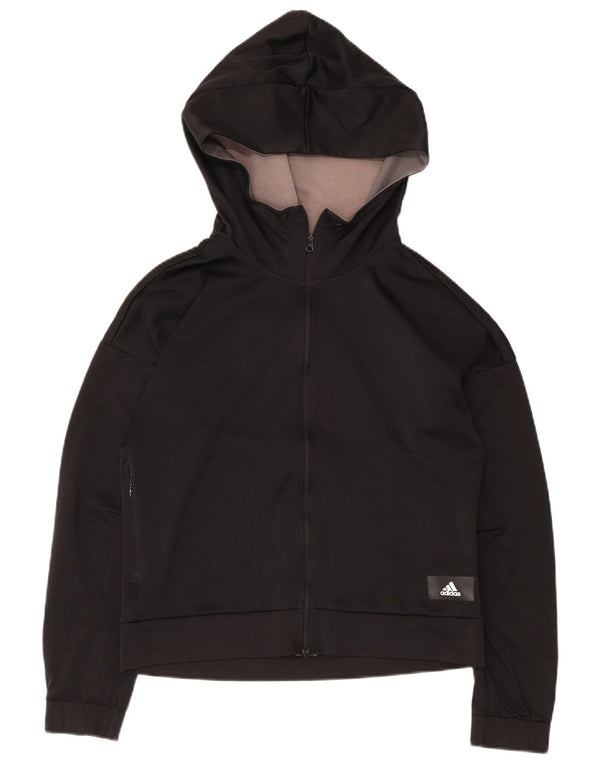 Giacca da ginnastica con cappuccio da donna Adidas UK 8/10 Small Poliestere nero