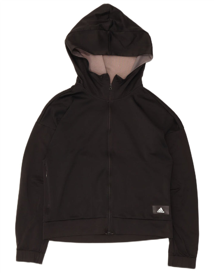Giacca da ginnastica con cappuccio da donna Adidas UK 8/10 Small Poliestere nero