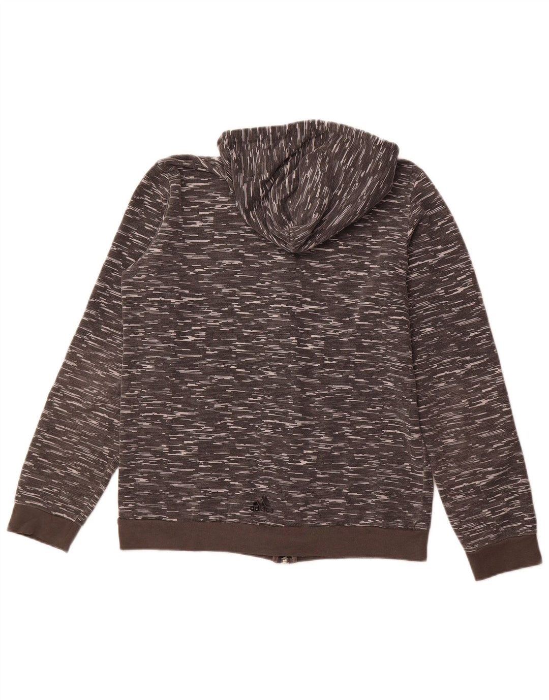 Maglione con cappuccio e zip grafica da uomo ADIDAS grigio medio chiazzato