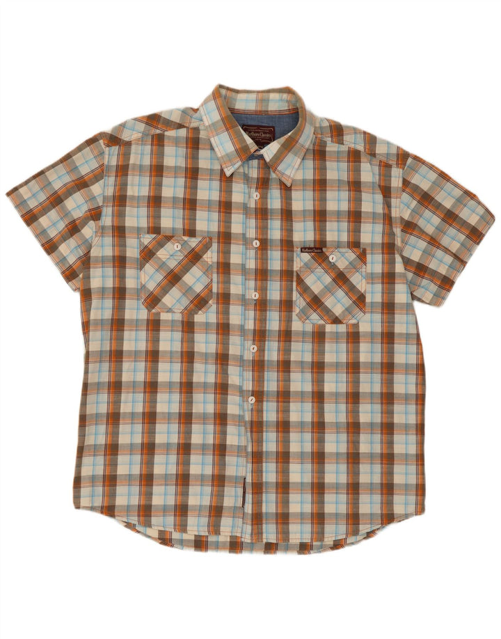 Camicia a maniche corte da uomo Marlboro Classics 3XL a quadri multicolore